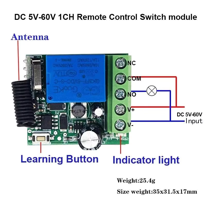 433Mhz Receiver Module - RF Switch 433Mhz 4CH Transmitter DC