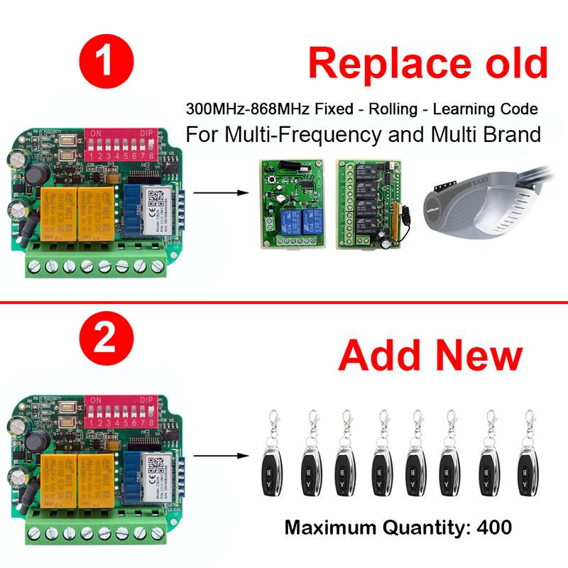 Universal Tuya WiFi Switch Gar - 433Mhz Receiver Module 评论和价格