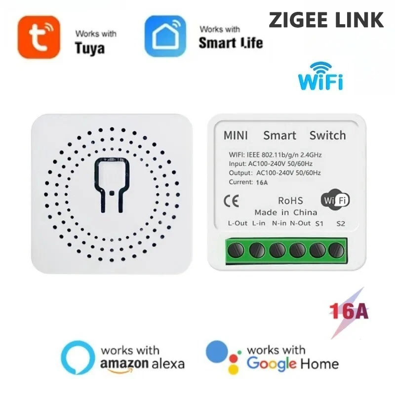 16A Tuya Smart WiFi Switch 2-W - Diy Home Automation Controller 评论和价格