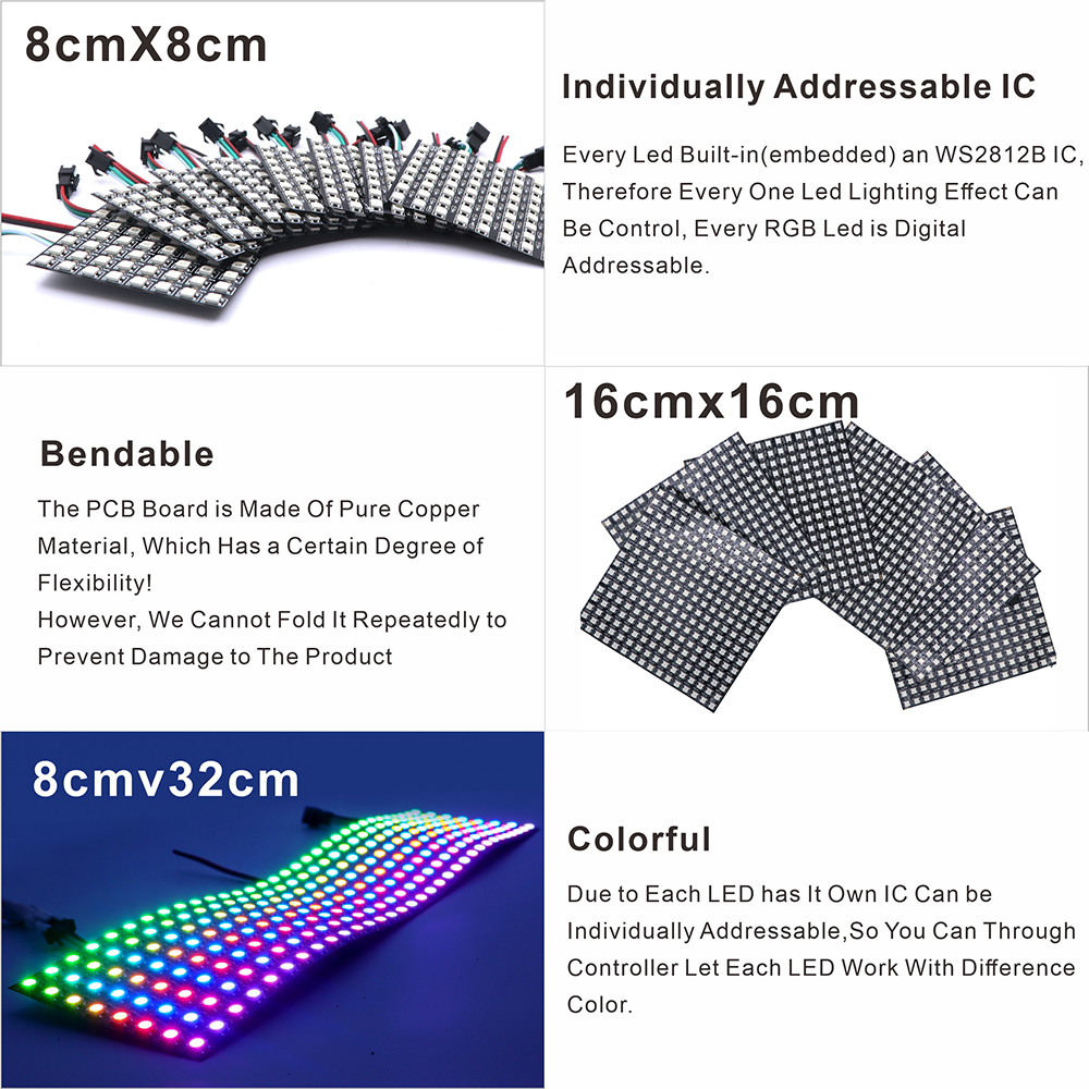 WS2812B SMD5050 RGB Panel LED  - Rgb Led Matrix 8X8 评论和价格