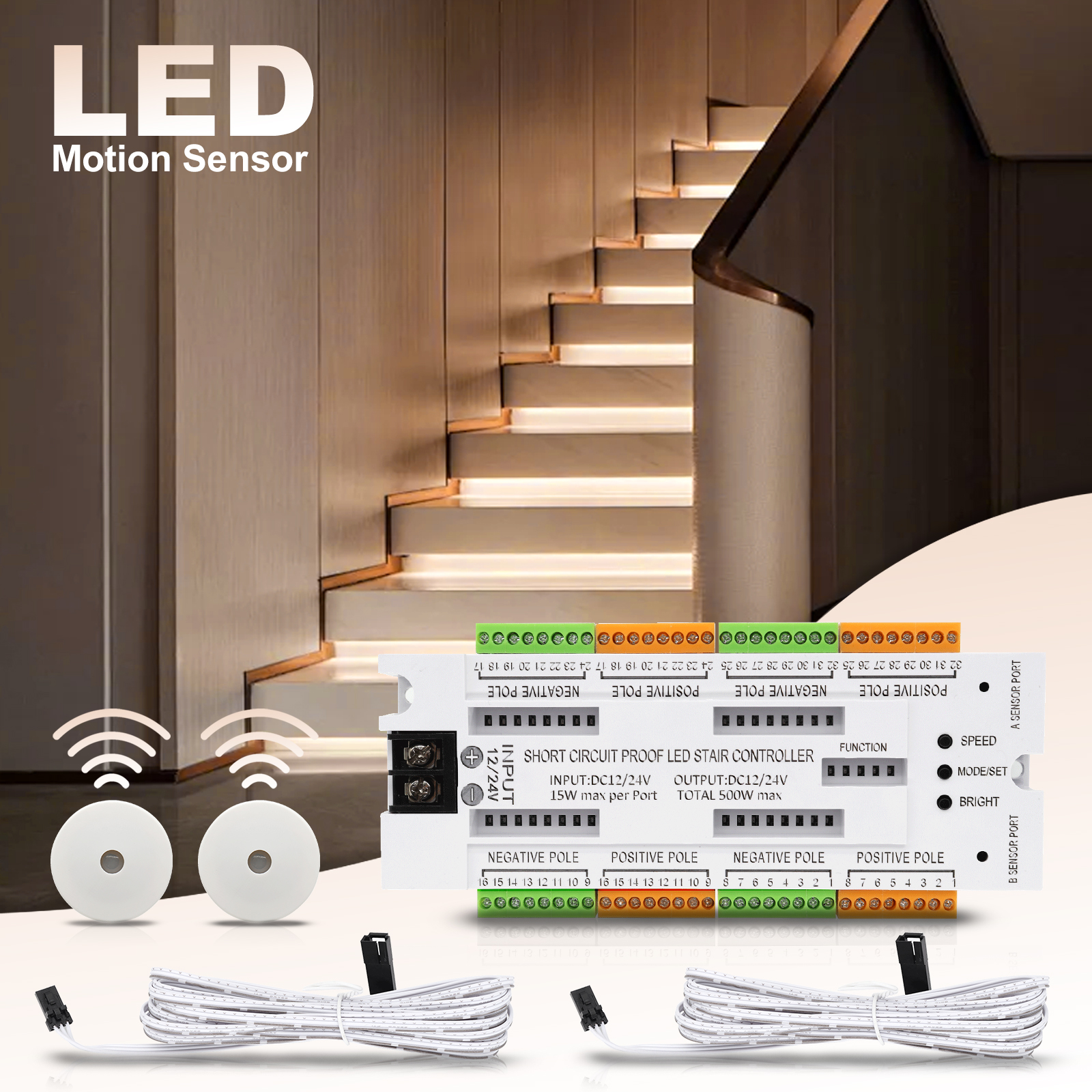 1-32 Steps Indoor Stair Light  - Motion Sensor Pir Wired 评论和价格