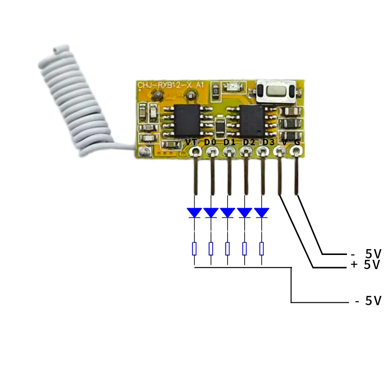 5V DC 4channel RF Receiver Tra - 433Mhz Receiver Module 评论和价格